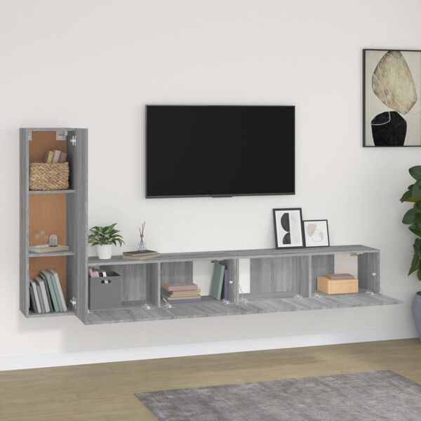 vidaXL Ensemble de meubles TV 3 pcs Sonoma gris Bois d'ingénierie
