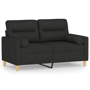 vidaXL Canap&eacute; 2 places avec oreillers d&eacute;coratifs noir 120 cm tissu