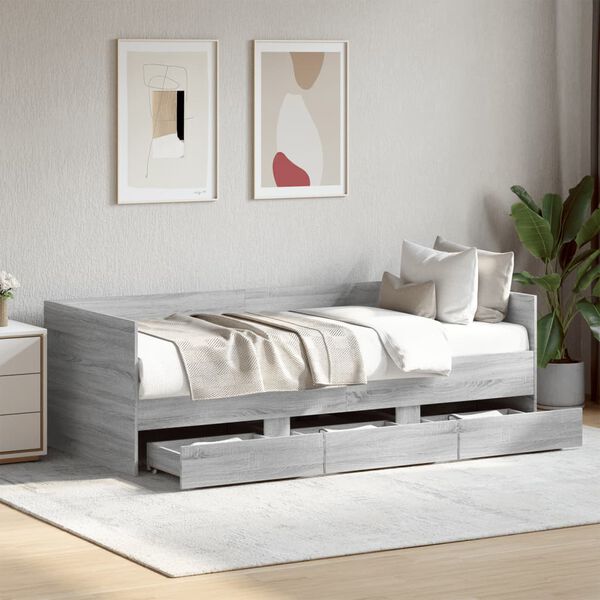 vidaXL Lit de jour avec tiroirs sans matelas sonoma gris 75x190 cm