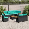 vidaXL Salon de jardin 9 pcs avec coussins noir r&eacute;sine tress&eacute;e
