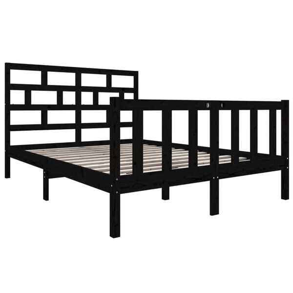 vidaXL Cadre de lit sans matelas noir bois de pin massif