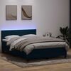 vidaXL Sommier &agrave; lattes de lit et matelas et LED bleu fonc&eacute; 160x210cm velours