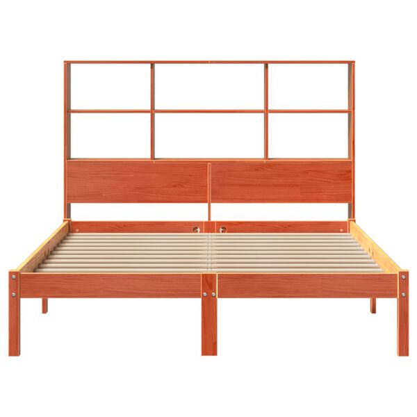 vidaXL Lit biblioth&egrave;que sans matelas cire marron 135x190 cm pin massif