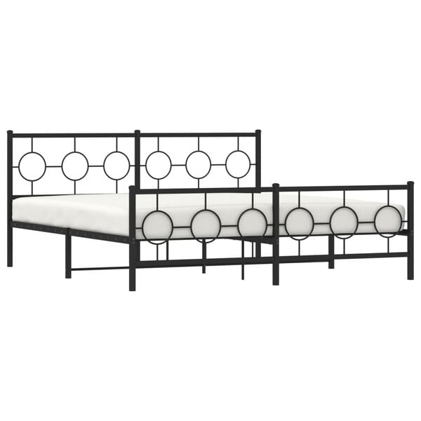 vidaXL Cadre de lit m&eacute;tal sans matelas avec pied de lit noir 183x213cm