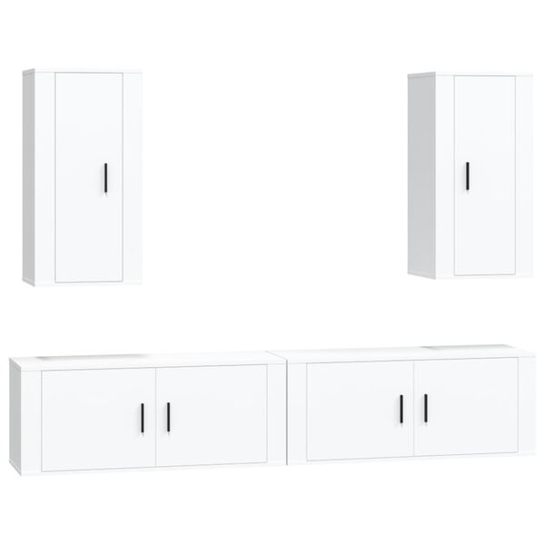 vidaXL Ensemble de meubles TV 4 pcs Blanc Bois d'ing&eacute;nierie