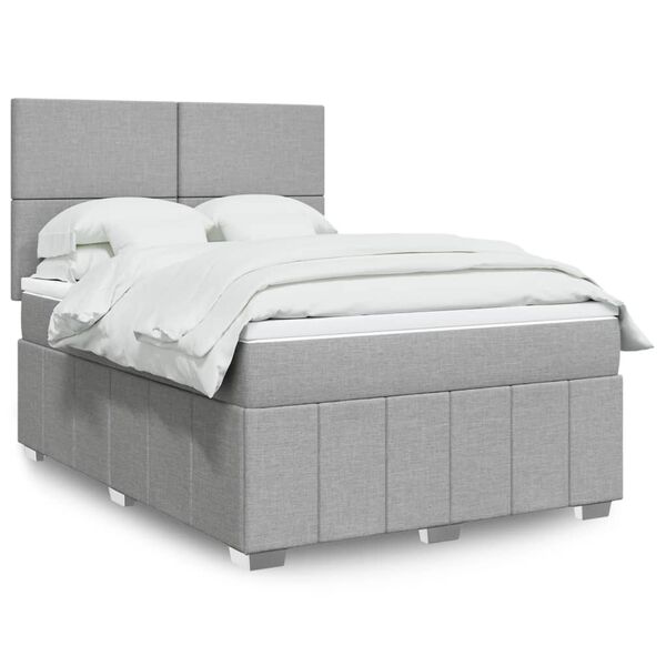 vidaXL Sommier &agrave; lattes de lit avec matelas Gris clair 140x200cm Tissu
