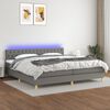 vidaXL Sommier &agrave; lattes de lit et matelas et LED Gris fonc&eacute; 200x200 cm