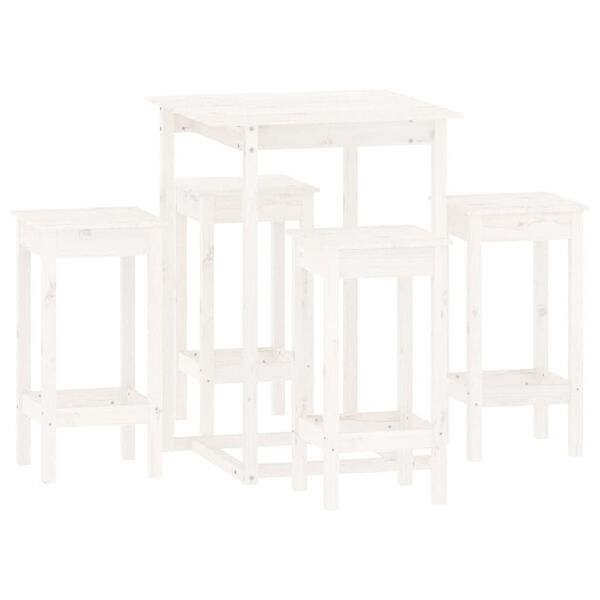 vidaXL Ensemble de bar 5 pcs Blanc Bois de pin massif
