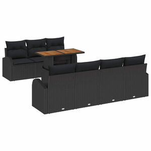 vidaXL Ensemble de canapé de jardin 8 pcs Noir Poly rotin