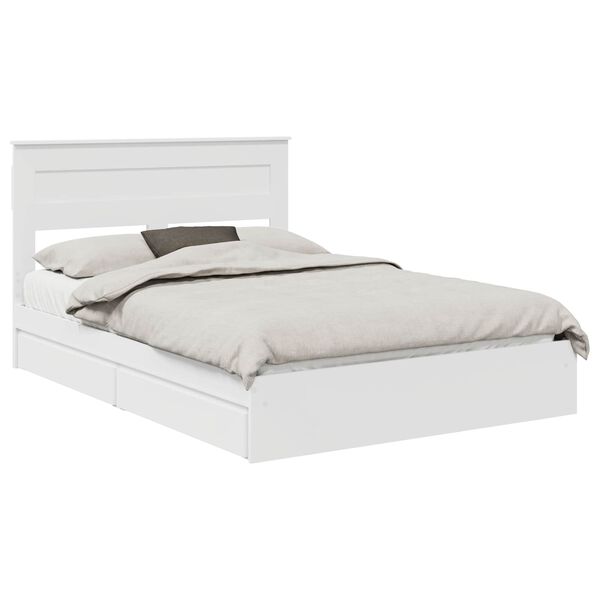 vidaXL Lit de Rangement Blanc 140 x 190 cm Bois d'ing&eacute;nierie