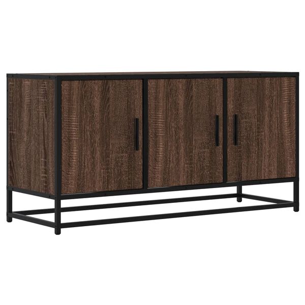 vidaXL Meuble TV ch&ecirc;ne marron 100x35x50 cm bois d'ing&eacute;nierie et m&eacute;tal