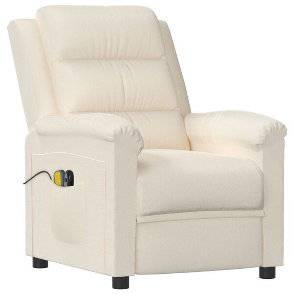 vidaXL Fauteuil &eacute;lectrique de massage Cr&egrave;me Velours