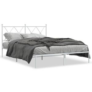 vidaXL Cadre de lit m&eacute;tal sans matelas et t&ecirc;te de lit blanc 140x190 cm