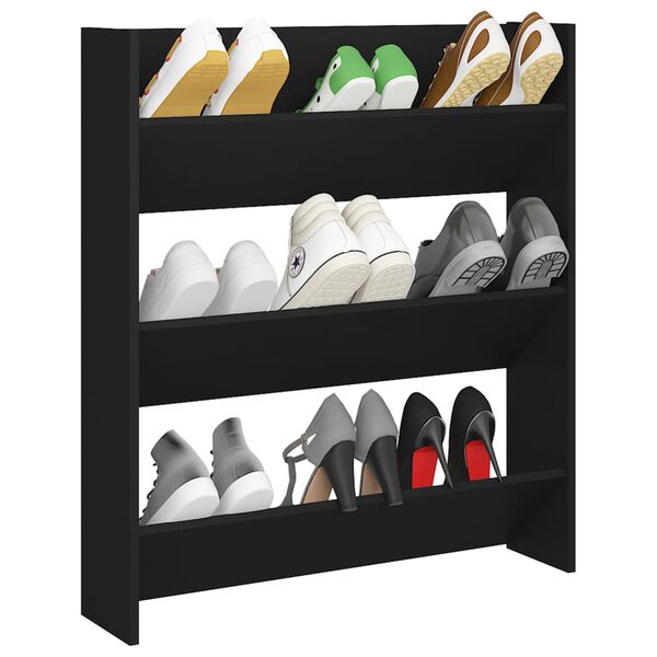 vidaXL Armoire &agrave; chaussures murale noir 80x18x90 cm bois d'ing&eacute;nierie