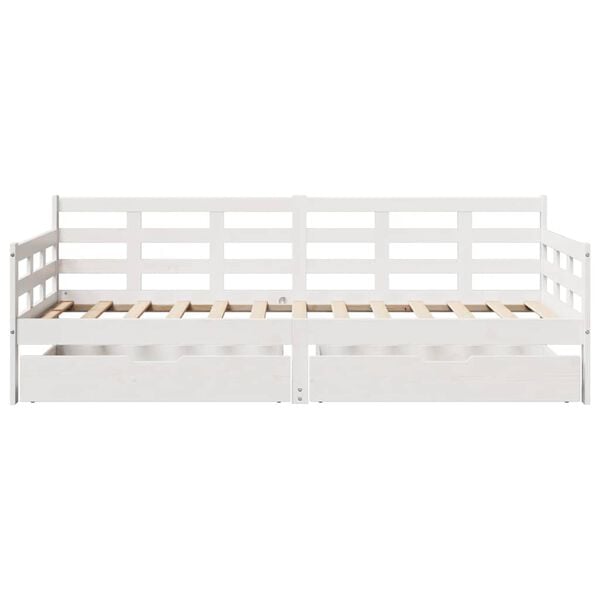 vidaXL Lit de jour et tiroirs sans matelas blanc 80x200 cm bois massif