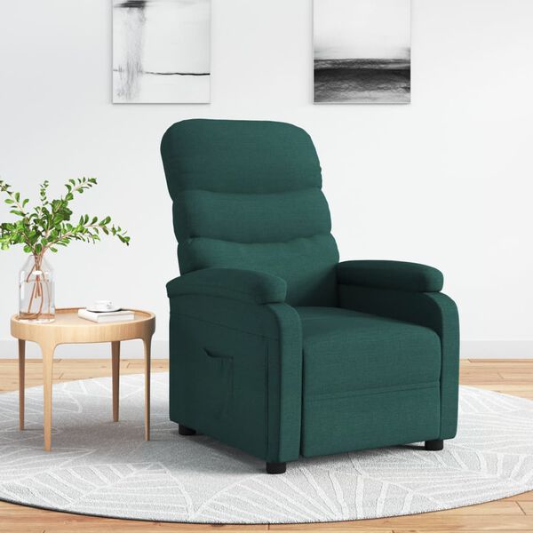 vidaXL Fauteuil inclinable Vert fonc&eacute; Tissu