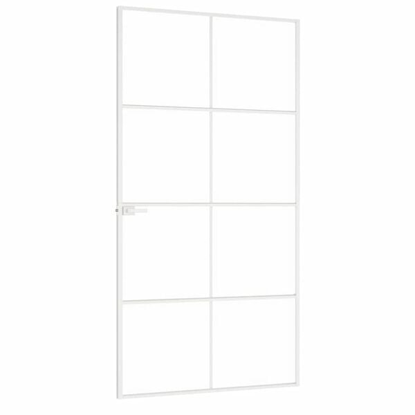 vidaXL Porte d'int&eacute;rieur Blanc 102x201,5 cm Tremp&eacute; verre aluminium fin
