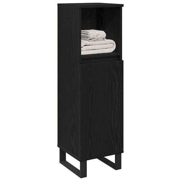 vidaXL Cabinet de salle de bain avec porte Ch&ecirc;ne noir 30 x 30 x 100 cm