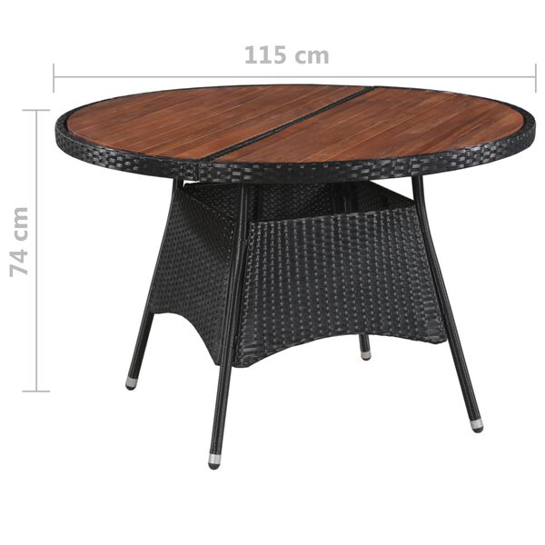 vidaXL Table de jardin 115x74cm R&eacute;sine tress&eacute;e et bois d'acacia solide