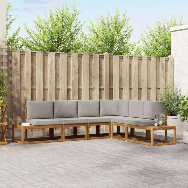 vidaXL Ensemble de canap&eacute;s d'ext&eacute;rieur 6 Pi&egrave;ce Gris Naturel et Clair