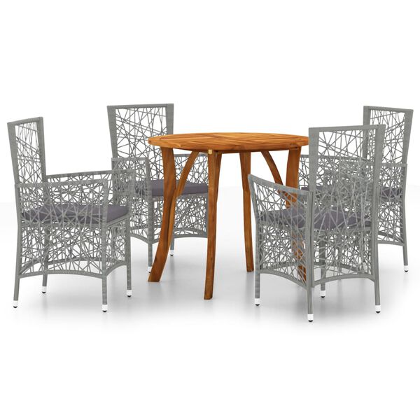 vidaXL Ensemble &agrave; manger de jardin 5 pcs Gris