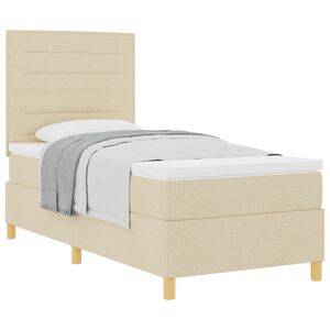 vidaXL Lit &agrave; ressorts avec matelas Cr&egrave;me 90 x 200 cm tissu
