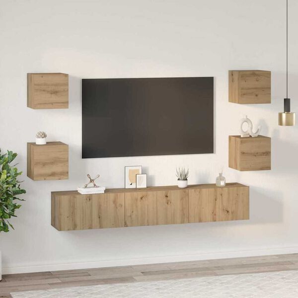 vidaXL Ensemble meuble TV 7 pcs Ch&ecirc;ne artisanal Bois d'ing&eacute;nierie