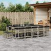 vidaXL Ensemble &agrave; manger de jardin et coussins 15 pcs gris clair rotin