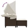 vidaXL Canap&eacute; de jardin 2 places avec auvent et tabourets marron rotin
