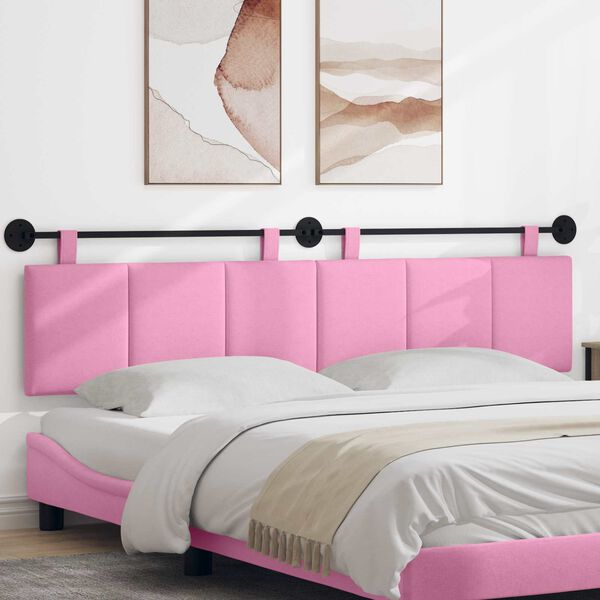 vidaXL T&ecirc;te de lit suspendue Montage mural Rose 210 x 55 x 5 cm tissu