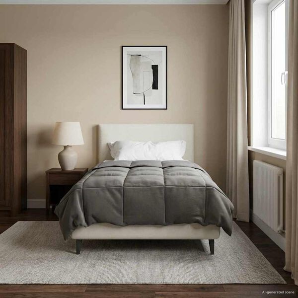 vidaXL Duvet complet toute l'ann&eacute;e Gris clair 135 x 200 cm Microfibre