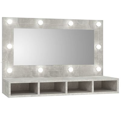 vidaXL Armoire à miroir avec LED Gris béton 90x31,5x62 cm