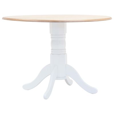 vidaXL Table à dîner Blanc et marron 106 cm Bois d'hévéa massif