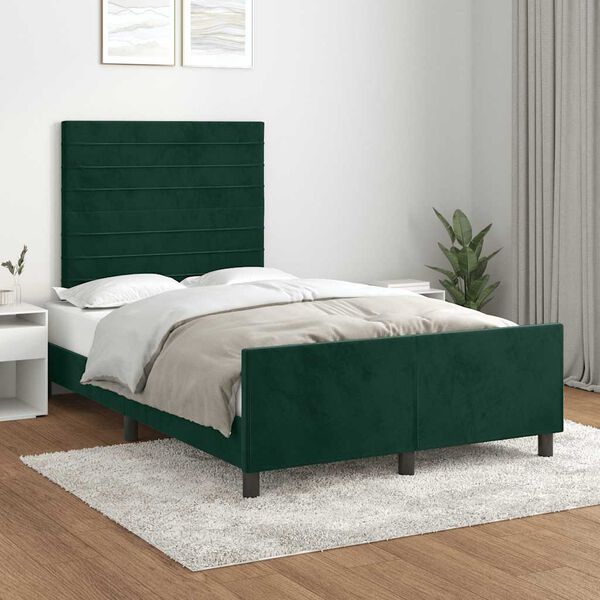 vidaXL Cadre de lit sans matelas vert fonc&eacute; 120x200 cm velours