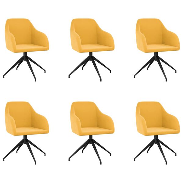 vidaXL Chaises &agrave; manger lot de 6 Jaune moutarde Velours