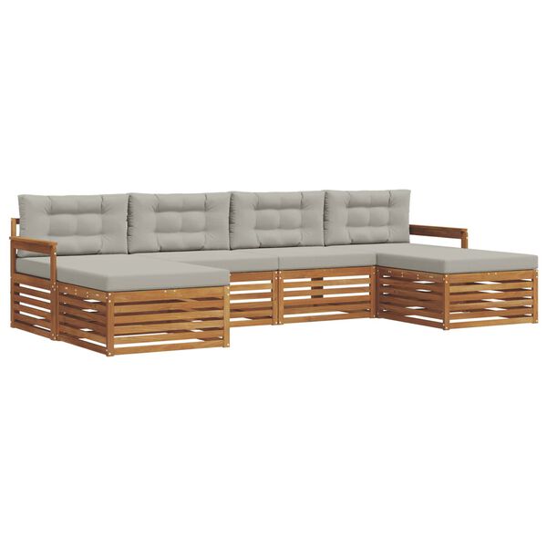 vidaXL Ensembles de canap&eacute;s avec coussin 6 pcs Gris Naturel et Clair