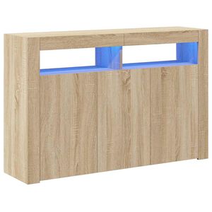vidaXL Buffet avec lumi&egrave;res LED ch&ecirc;ne sonoma 115,5x30x75 cm