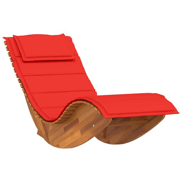 vidaXL Chaise longue &agrave; bascule avec coussin en bois massif d'acacia
