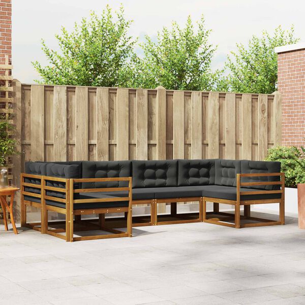 vidaXL Ensemble de canap&eacute;s d'ext&eacute;rieur 6 pcs Naturel et Anthracite