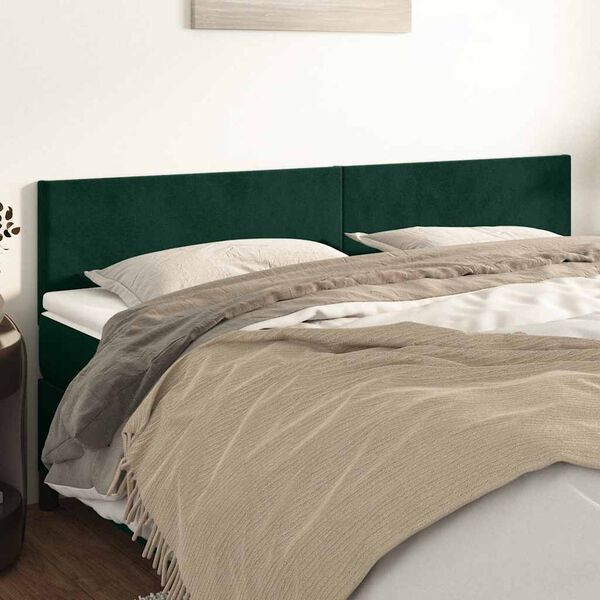 vidaXL T&ecirc;tes de lit 2 pcs Vert fonc&eacute; 90x5x78/88 cm Velours