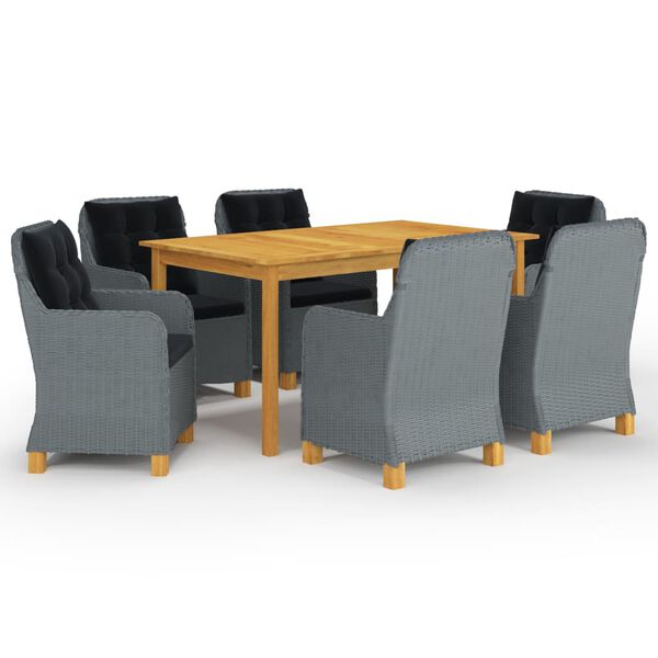 vidaXL Ensemble &agrave; manger de jardin 7 pcs Gris clair