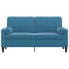 vidaXL Canap&eacute; 2 places avec oreillers d&eacute;coratifs bleu 140 cm velours