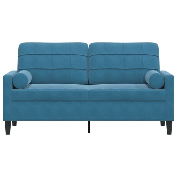 vidaXL Canap&eacute; 2 places avec oreillers d&eacute;coratifs bleu 140 cm velours