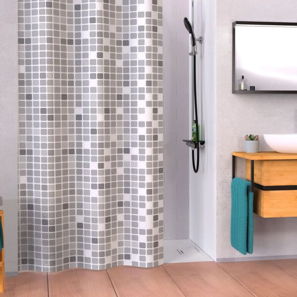 EISL Rideau de douche avec mosa&iuml;que gris 200x180x0,2 cm