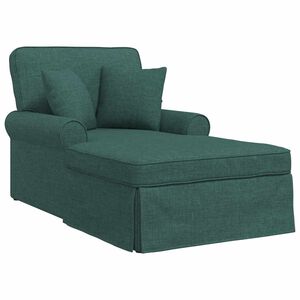 vidaXL Chaise lounge avec jupe avec coussin 3 pcs Vert fonc&eacute; tissu