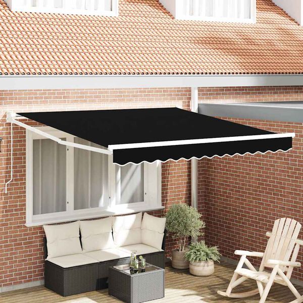 vidaXL Auvent R&eacute;tractable Noir 350 x 250 cm Polyester et Aluminium