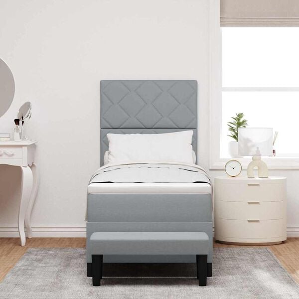 vidaXL Lit &agrave; ressorts avec matelas Gris clair 80 x 200 cm tissu