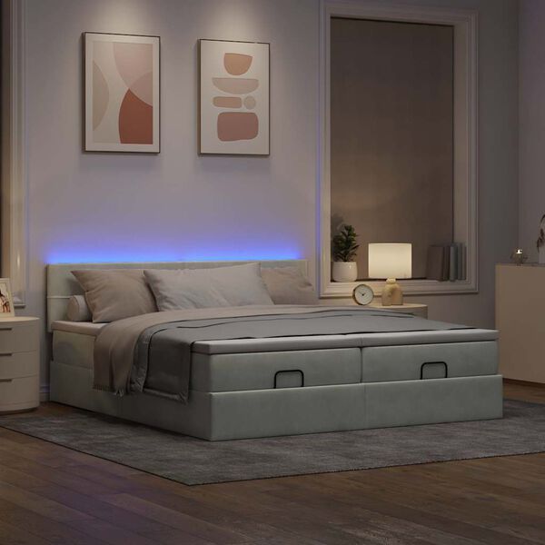 VidaXL Cadre de lit ottoman et matelas gris clair 180x200cm velours