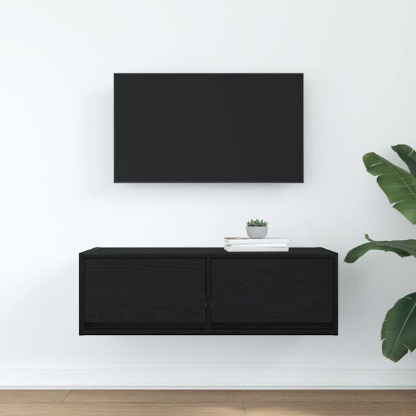 vidaXL Meuble TV ch&ecirc;ne noir 80x31x25,5 cm bois d'ing&eacute;nierie