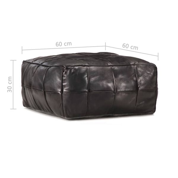 vidaXL Pouf 60 x 60 x 30 cm Noir Cuir véritable de chèvre